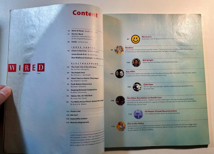 Wired Magazine - Issue 2.10 - Table of Contents Spread